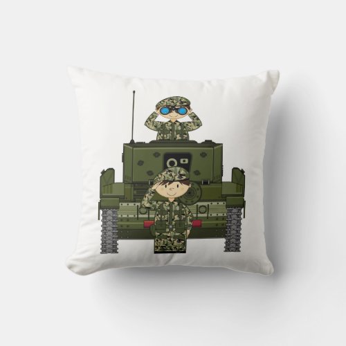 British Army Soldiers and Tank Pillow