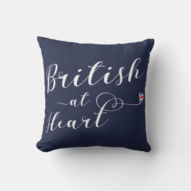 British At Heart Throw Cushion, UK Pillow (Front)