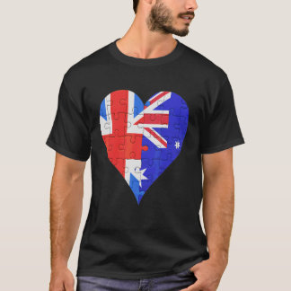 British Australian Flag Heart T-Shirt