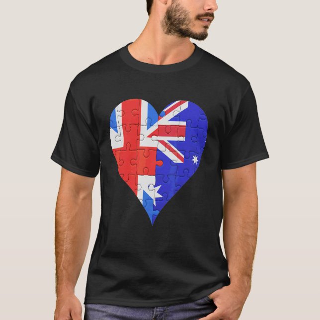 British Australian Flag Heart T-Shirt (Front)