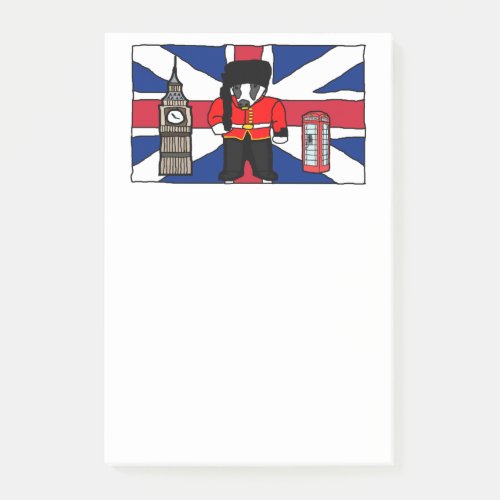 British Badger Big Ben Phone Booth Travel Cartoon Post_it Notes