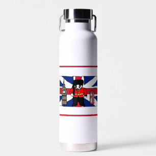 British Badger Cartoon with Big Ben and Flag Water Bottle
