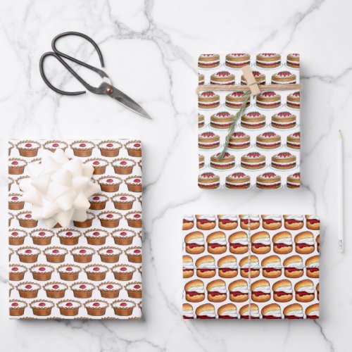 British Bakes Bakewell Tart Victoria Sponge Scones Wrapping Paper Sheets