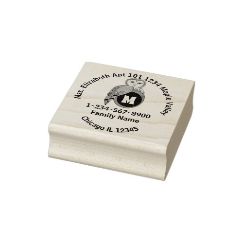 British Barn Owl Home Contact Information Rubber Stamp