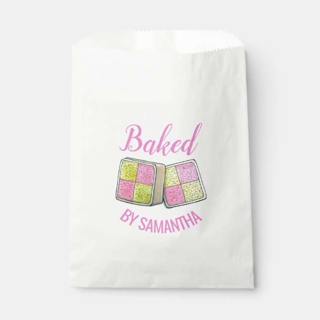 British Battenberg Marzipan Sponge Cake Baked By Favor Bag (Front)