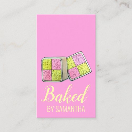 British Battenberg Marzipan Sponge Cake Bakery Business Card