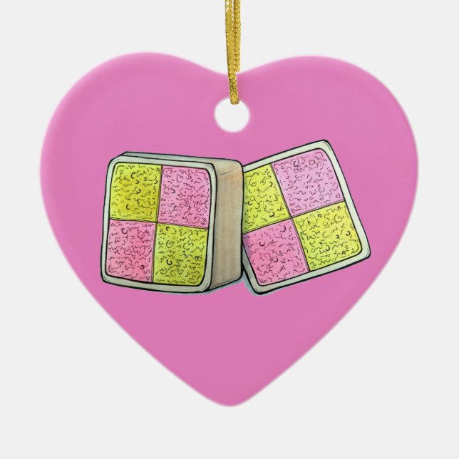 British Battenberg Marzipan Sponge Cake Bakery Ceramic Ornament (Front)