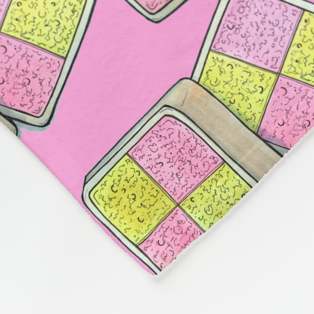 British Battenberg Marzipan Sponge Cake Bakery Fleece Blanket (Corner)