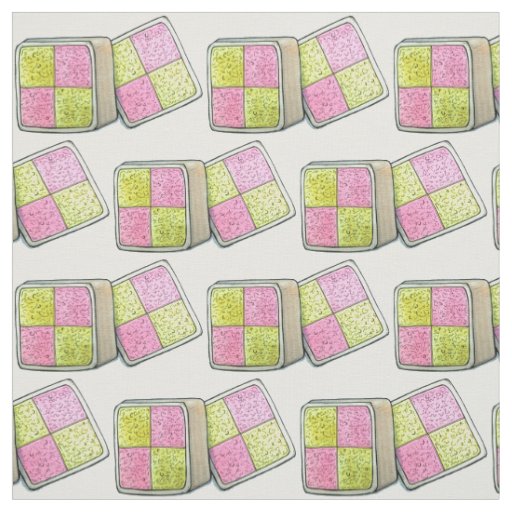 British Battenberg Marzipan Sponge Cake UK Food Fabric