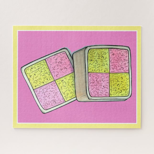 British Battenberg Marzipan Sponge Cake UK Food Jigsaw Puzzle (Horizontal)