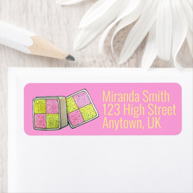 British Battenberg Marzipan Sponge Cake UK Food Label (Insitu)