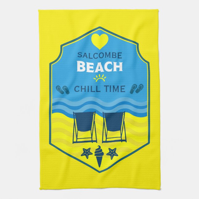 British Beach-Themed Gift  Kitchen Towel (Vertical)