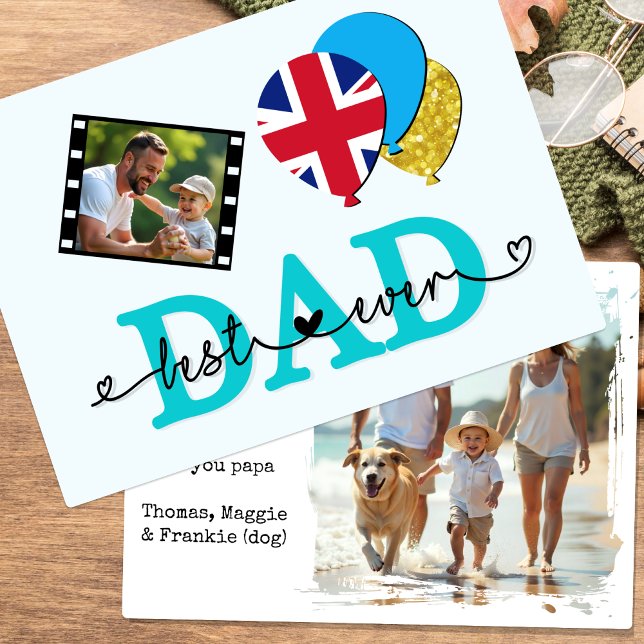 British Best Dad Ever Photo Card, Flag UK Father's Card (British Dad / Fathers Photo Card)