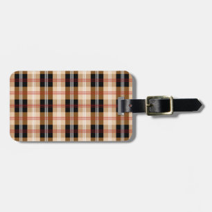 British black and tan tartan plaid luggage tag