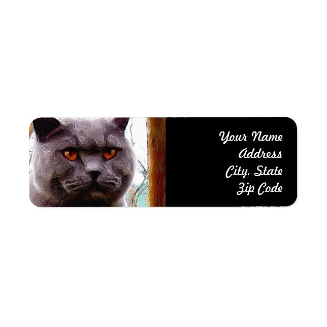 British Blue Cat Address Labels (Front)