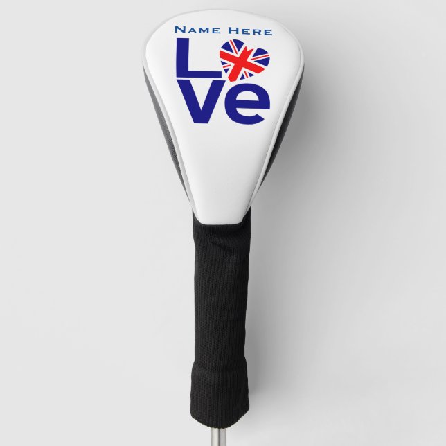 British Blue LOVE Personalized Name Golf Head Cover (Front)