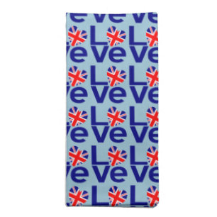 British Blue LOVE Tiled UK Heart Flag Napkin