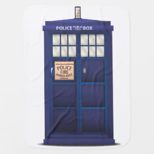 British Blue Police Public Call Box Swaddle Blanket