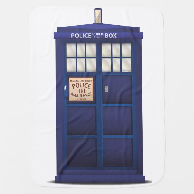 British Blue Police Public Call Box Swaddle Blanket (Front)