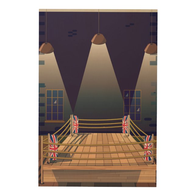 British Boxing ring Gym. Wood Wall Decor (Front)