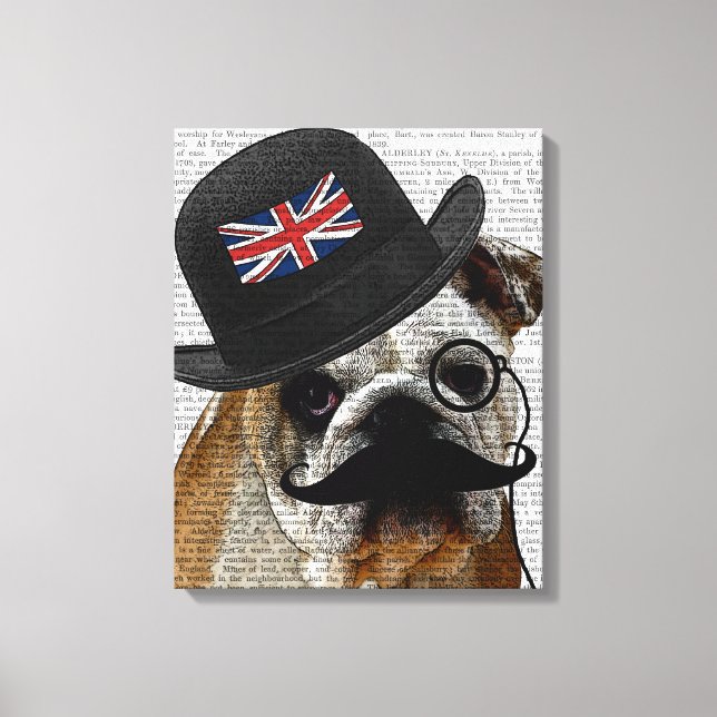 British Bulldog and Bowler Hat Canvas Print (Front)