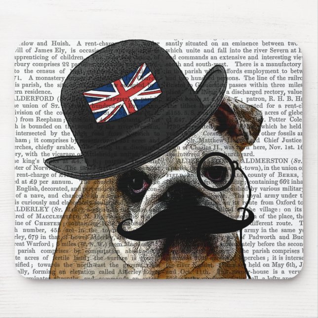 British Bulldog and Bowler Hat Mouse Pad (Front)
