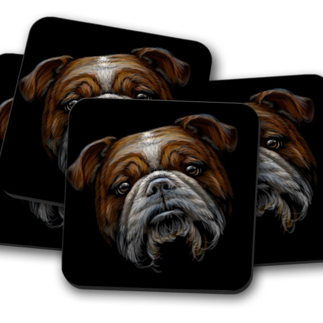 British Bulldog Animal Portrait | Charming Bulldog Beverage Coaster (Creator Uploaded)