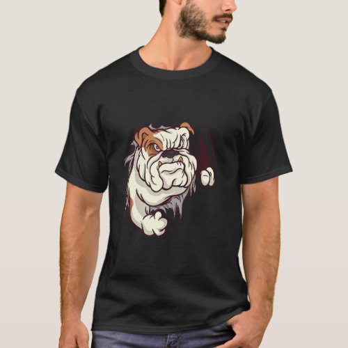 British Bulldog Breaks Through Wall T_Shirt