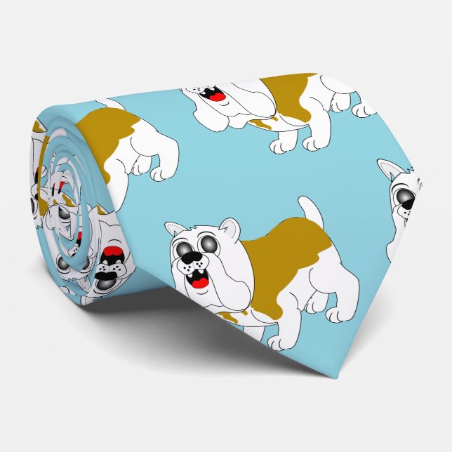 British Bulldog Design Neck Tie (Rolled)