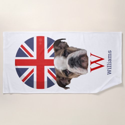 BRITISH BULLDOG Monogram   Beach Towel