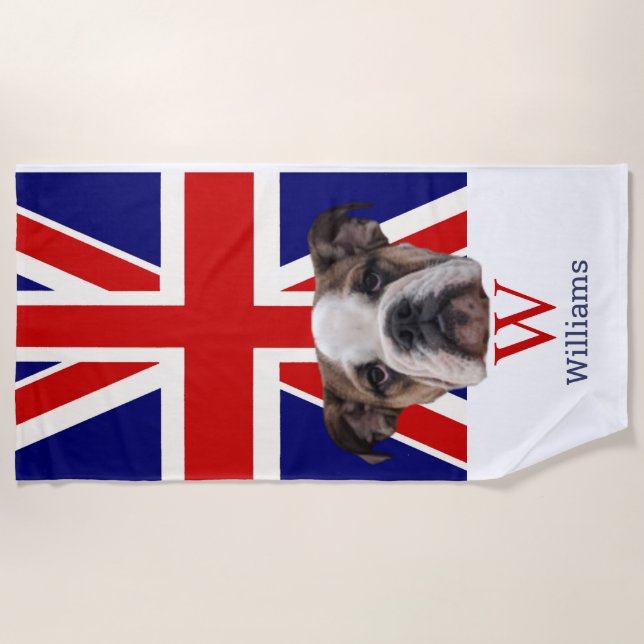 BRITISH BULLDOG Monogram   Beach Towel (Front)