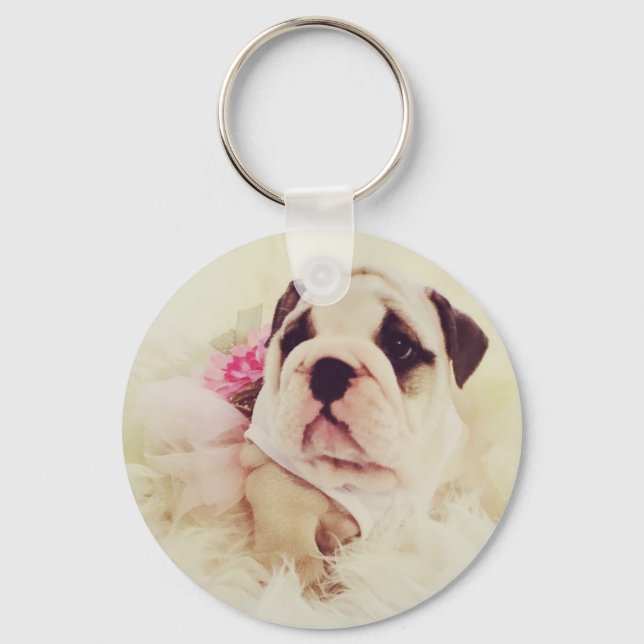British Bulldog Puppy Keyring (Front)