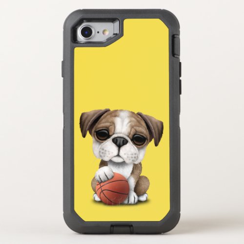British Bulldog Puppy Playing With Basketball OtterBox Defender iPhone SE87 Case