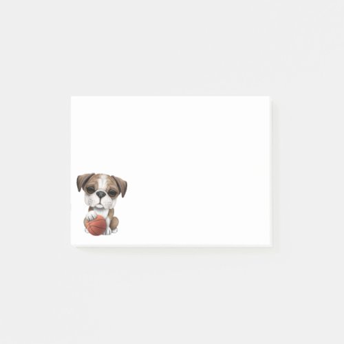 British Bulldog Puppy Playing With Basketball Post_it Notes