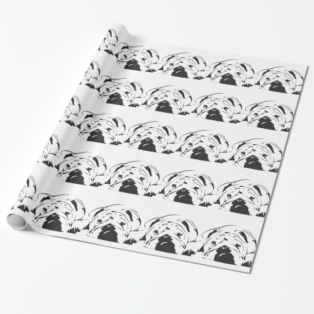 British Bulldog Stencil Wrapping Paper (Unrolled)