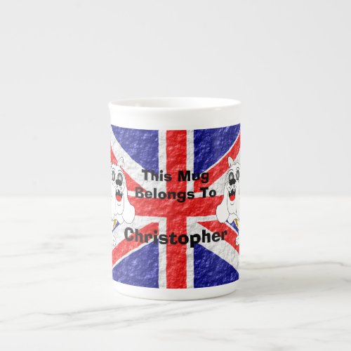 British Bulldog Union Jack Flag Bone China Mug