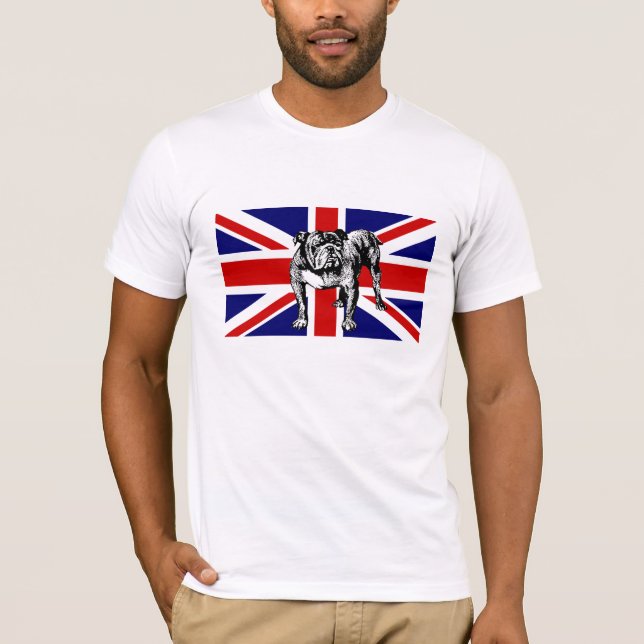 British Bulldog Union Jack UK flag bull dog T-Shirt (Front)