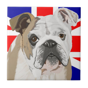 British Bulldog with Union Jack Ceramic Tile