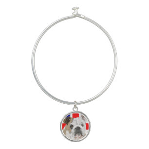 British Bulldog with Union Jack charm Bangle Bracelet