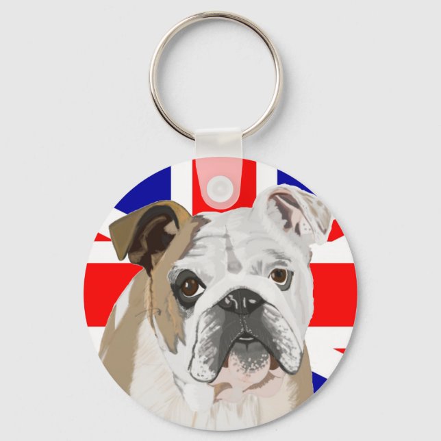 British Bulldog with Union Jack Keychain (Front)