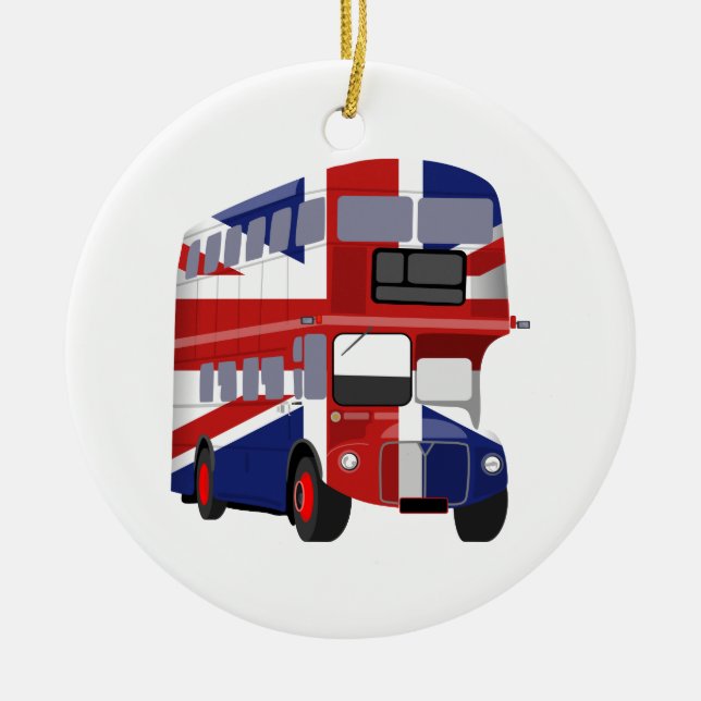 British Bus Ceramic Ornament (Front)
