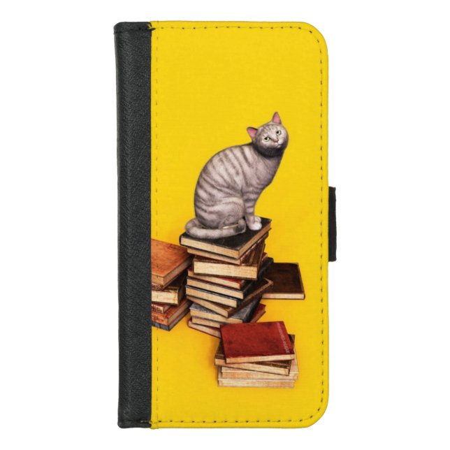 British Cat on a stack of books Case-Mate iPhone C iPhone Wallet Case (Front)