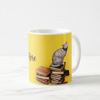 British Cat on a stack of books Serving Tray Coffee Mug