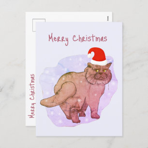 British cat. Santa cat. Holiday Postcard