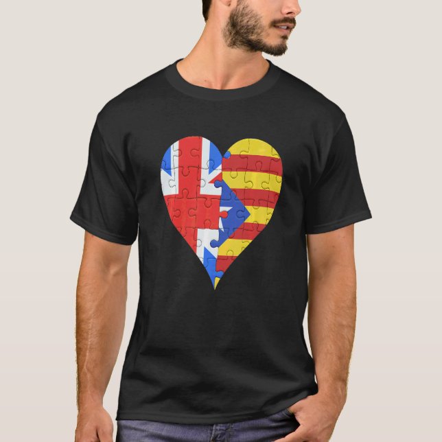 British Catalan Flag Heart T-Shirt (Front)