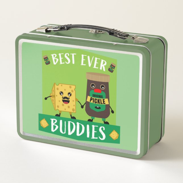British Cheddar Cheese And Pickle lovers Metal Lun Lunch Box (Back)