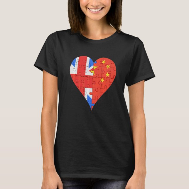 British Chinese Flag Heart T-Shirt (Front)