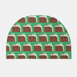 British Christmas Cake Slice Festive Holiday Food Doormat