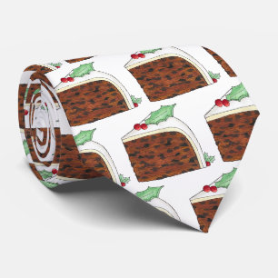 British Christmas Cake Slice Festive Holiday Party Neck Tie