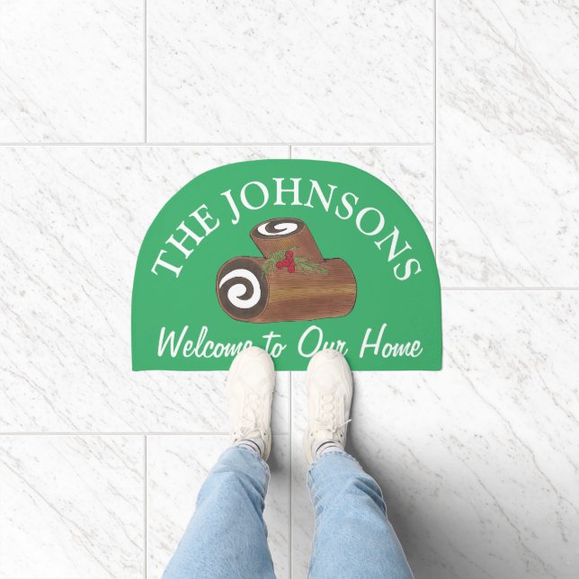British Christmas Cake Yule Log Holiday Festive Doormat (Indoor)